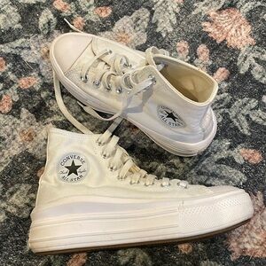 White platform converse high top shoes